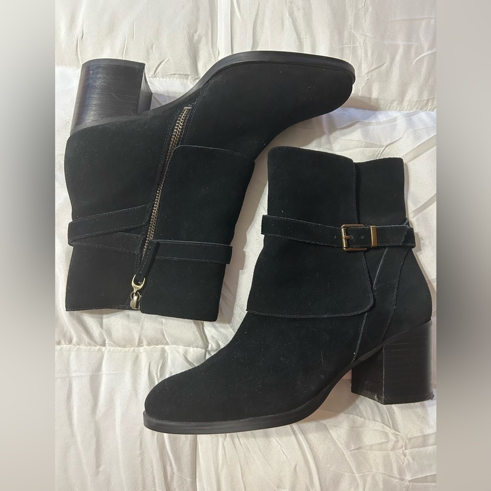 Lauren Ralph Lauren Gilda Black Suede Boots Size 8
